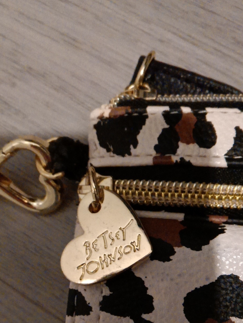NEW Betsey Johnson White Leopard Print Wristlet with Gold Hardware